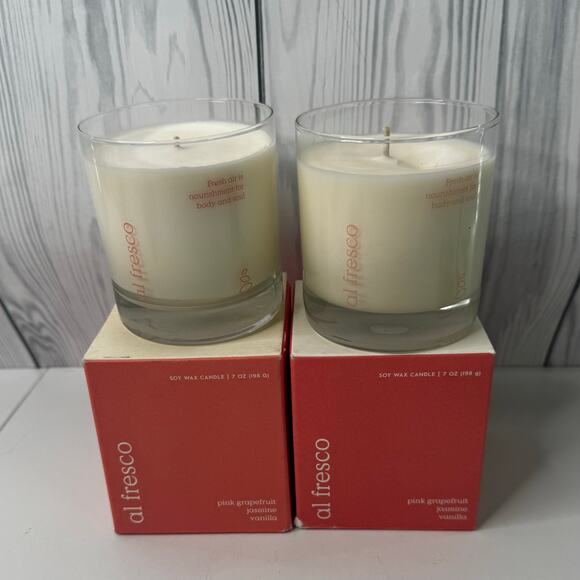 Grove Co Soy Wax Blend Candle Set of 2 - 7 oz Pink Grapefruit Jasmine Vanilla - Picture 1 of 5